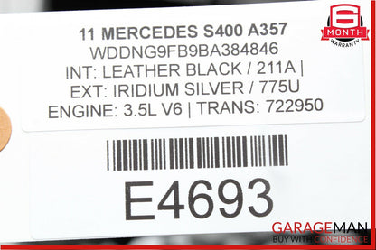 07-13 Mercedes W221 S400 Rear Right Side Exterior Door Handle Keyless Go Silver