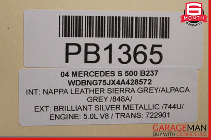 03-06 Mercedes W220 S430 S500 Front Right or Left Side Top Upper Seat Cushion