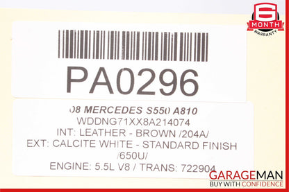 07-09 Mercedes W221 S450 S550 Front Right Complete Interior Door Panel Brown