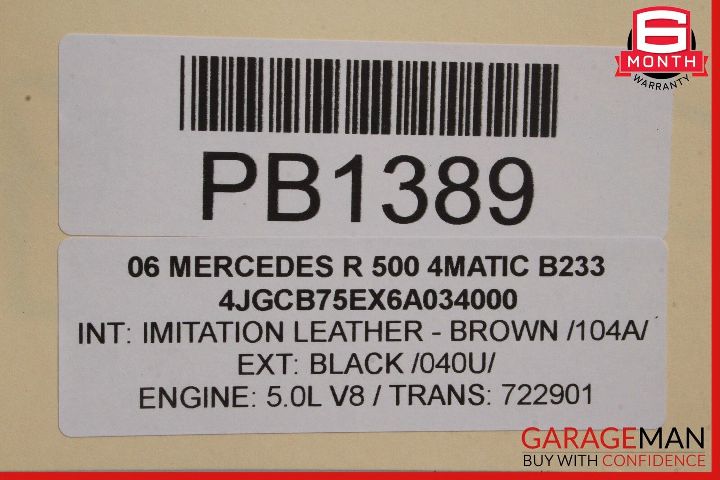 06-10 Mercedes W251 R350 R320 R63 AMG Left Driver Side Wing Fender Panel Black