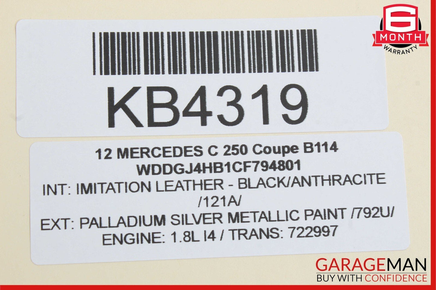 10-17 Mercedes W207 C250 Coupe Front Right Side Top Upper Seat Cushion Black OEM