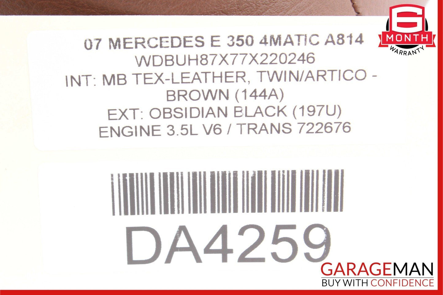03-09 Mercedes W211 E350 E500 Front Right / Left Seat Headrest Head Rest Brown