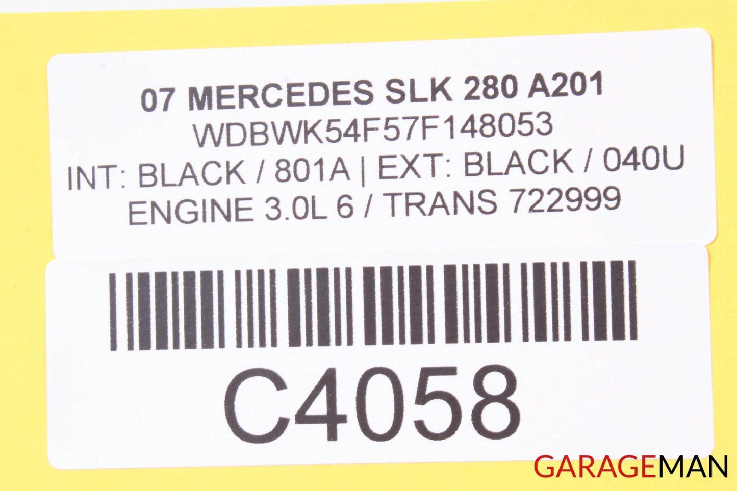 05-11 Mercedes R171 SLK280 Convertible Hard Top Roof Folding Panel Black OEM