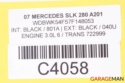 05-11 Mercedes R171 SLK280 Convertible Hard Top Roof Folding Panel Black OEM