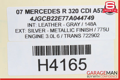 06-12 Mercedes R320 GL450 ML450 Roof Grab Handle Set of 4 Pc 1648100654 Grey OEM