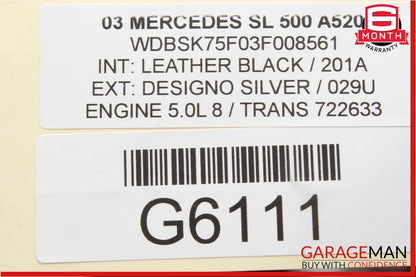 03-08 Mercedes R230 SL500 Front Right Side Hood Hinge Support Bracket Assembly