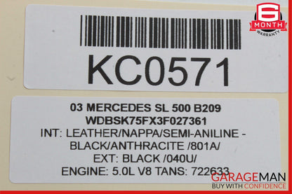 03-11 Mercedes R230 SL500 SL600 Rear Deck Shelf Trim Hinge Assembly OEM