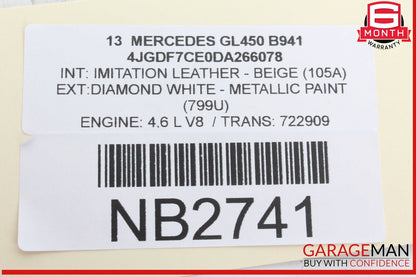 13-16 Mercedes X166 GL450 GL550 Inner Tail Light Lamp Rear Left Driver Side OEM