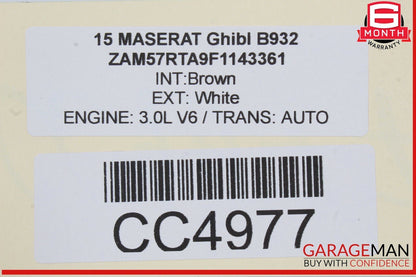 14-22 Maserati Ghibli M157 Rear Left Driver Side Interior Door Panel OEM
