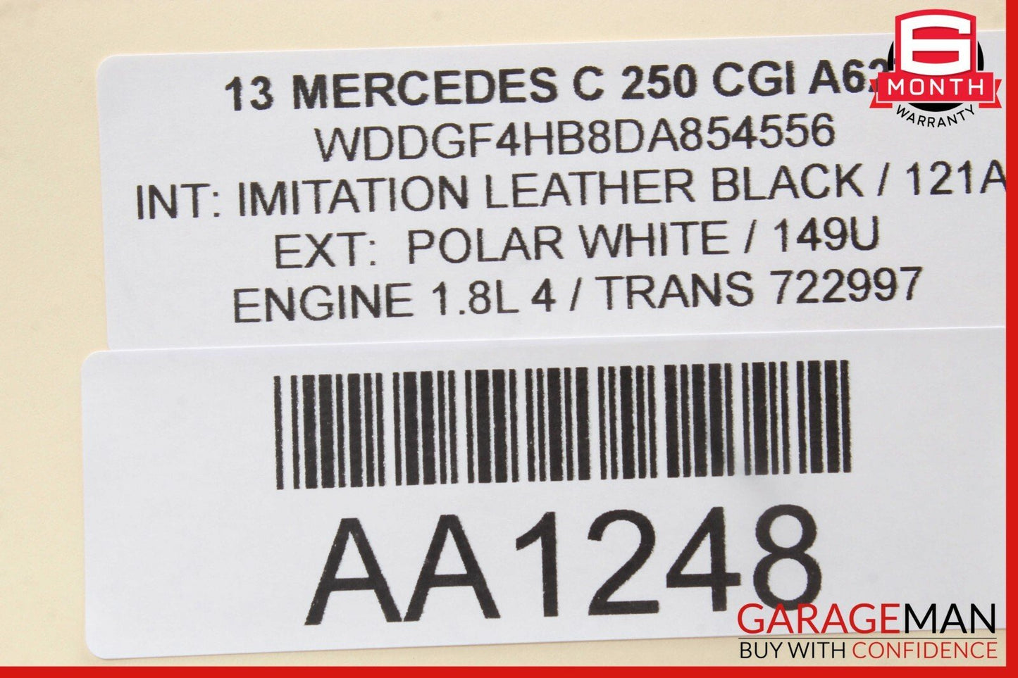 08-14 Mercedes W204 C250 Rear Right Passenger Side Door Window Regulator Motor