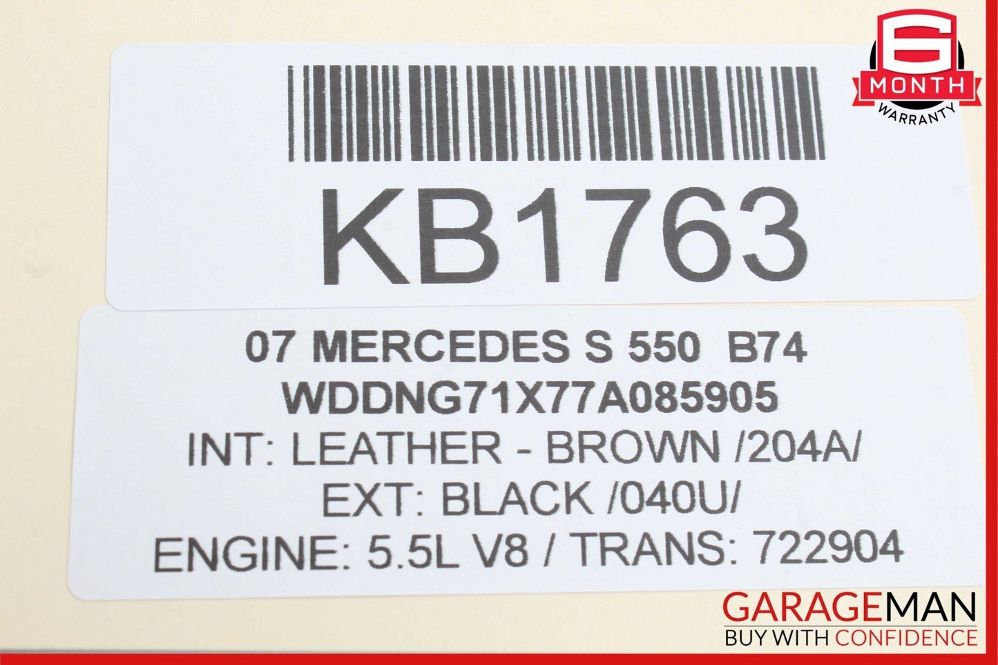 07-09 Mercedes W221 S550 Interior Top Upper Rear View Inside Dim Mirror Brown