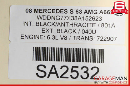 07-13 Mercedes W221 S63 AMG Front Right Passenger Lower Bottom Seat Cushion OEM