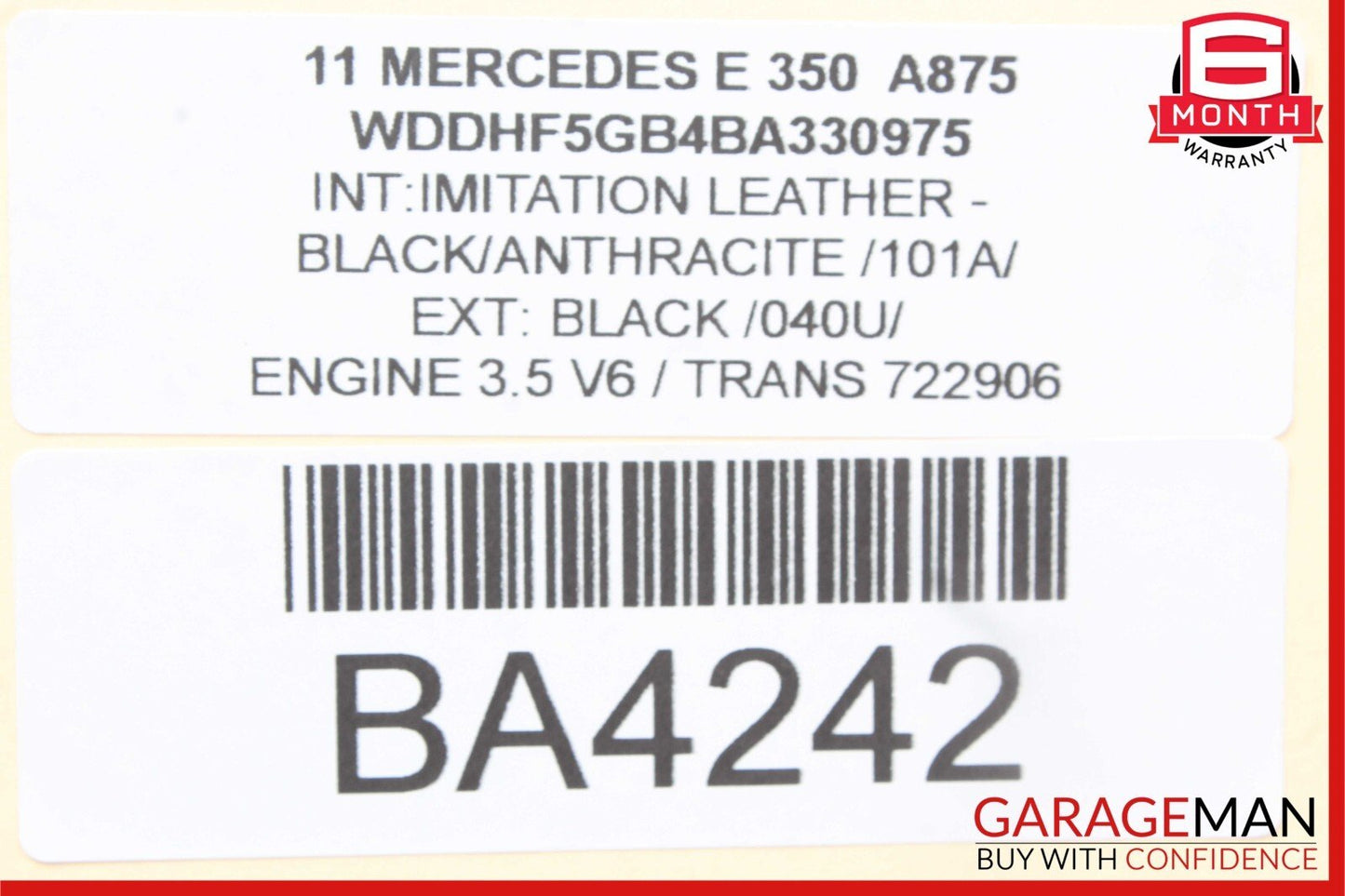10-16 Mercedes W212 E350 E550 Front Overhead Dome Light Lamp Reading Map Black