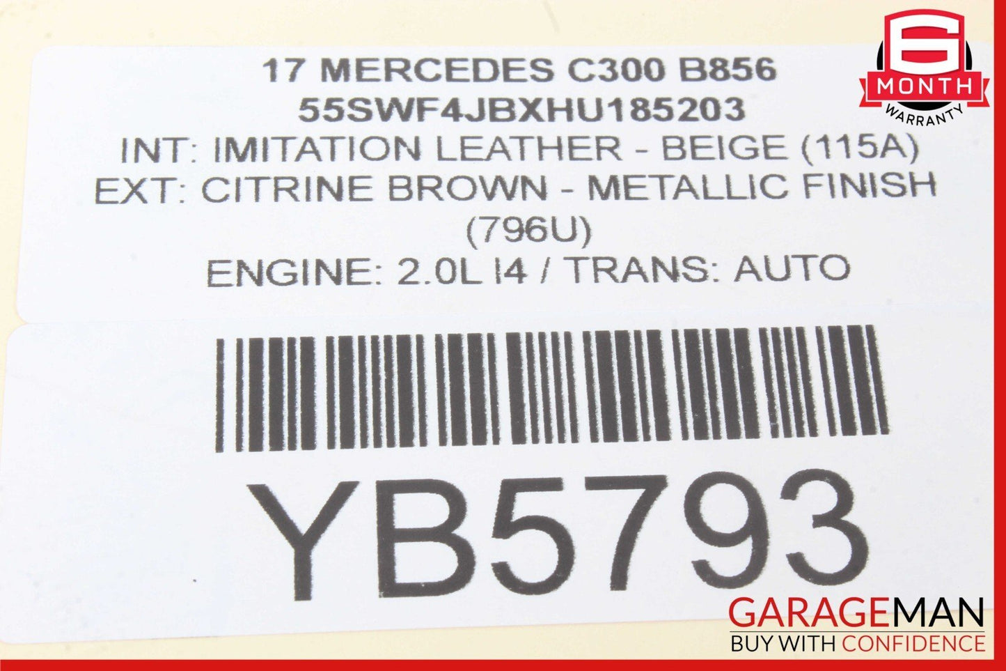 15-20 Mercedes W205 C300 GLC300 2.0L Engine Mounted Intercooler 2740900614 OEM