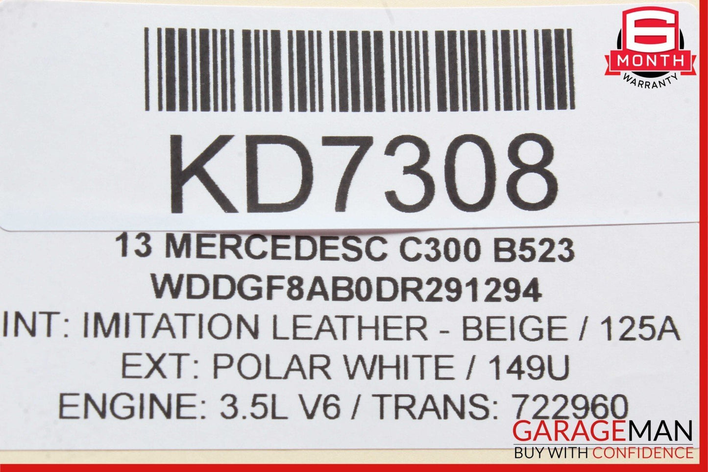 12-14 Mercedes W204 C250 C350 Front Left Driver Side Exterior Door Handle White