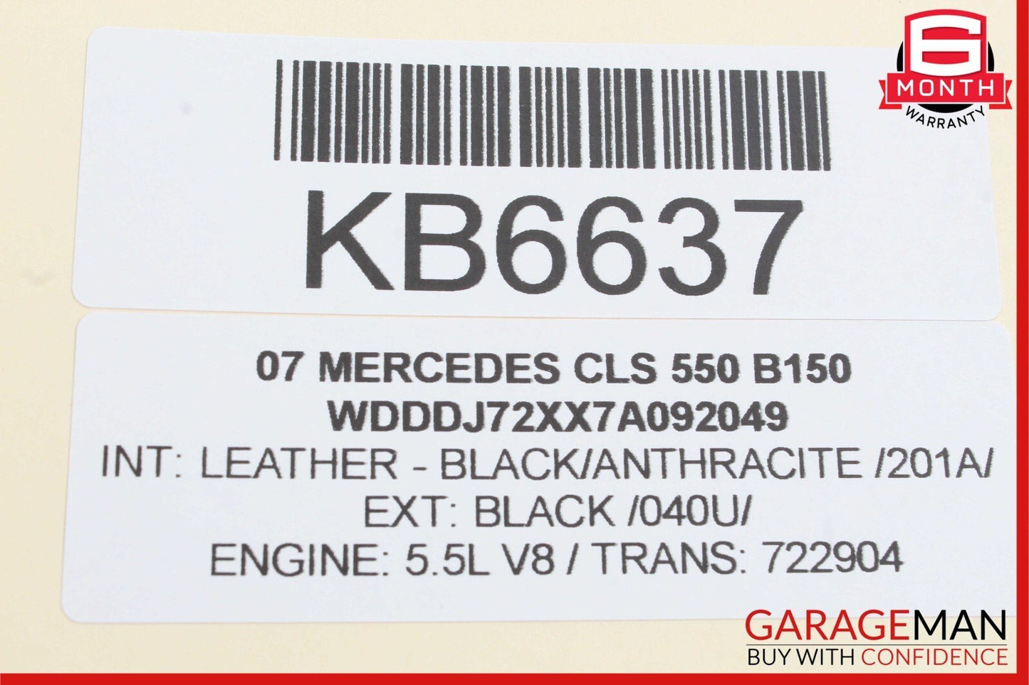 06-08 Mercedes W219 CLS550 CLS500 Front Left Side Door Rear View OEM