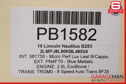 19-21 Lincoln Nautilus Rear Right Side Exterior Door Shell Panel Frame Blue OEM