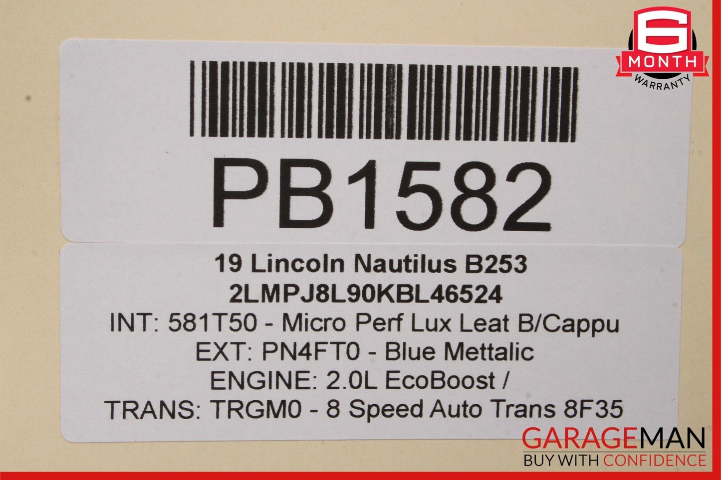 19-21 Lincoln Nautilus Rear Right Side Exterior Door Shell Panel Frame Blue OEM