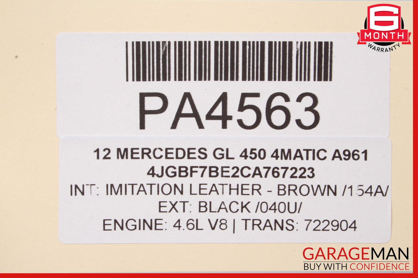 07-12 Mercedes X164 GL450 GL550 Front Left Side Top Upper Seat Cushion OEM
