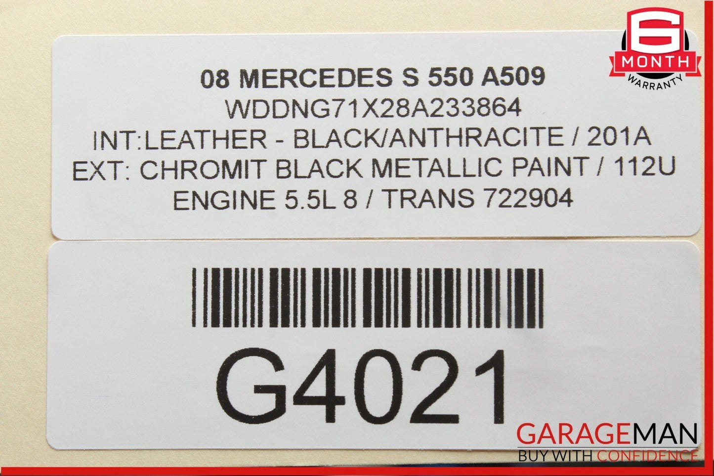 07-09 Mercedes W221 S550 Front Left Side Mirror Door Rear View Black