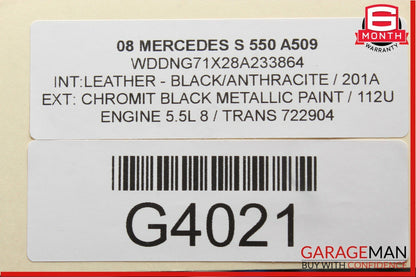 07-09 Mercedes W221 S550 Front Left Side Mirror Door Rear View Black
