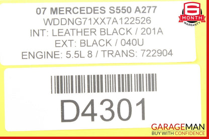 07-09 Mercedes W221 S450 S550 Rear Left Driver Side Overhead Vanity Mirror Gray