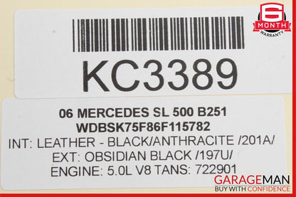 03-08 Mercedes R230 SL500 SL550 Front Right / Left Seat Headrest Head Rest Gray