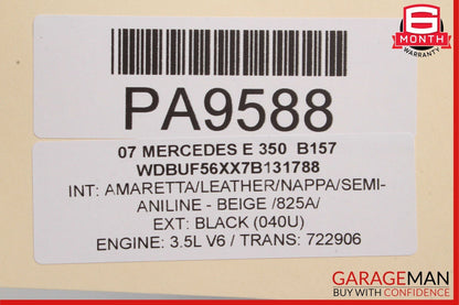 07-09 Mercedes W211 E350 Front Right Complete Interior Door Panel Assembly Beige