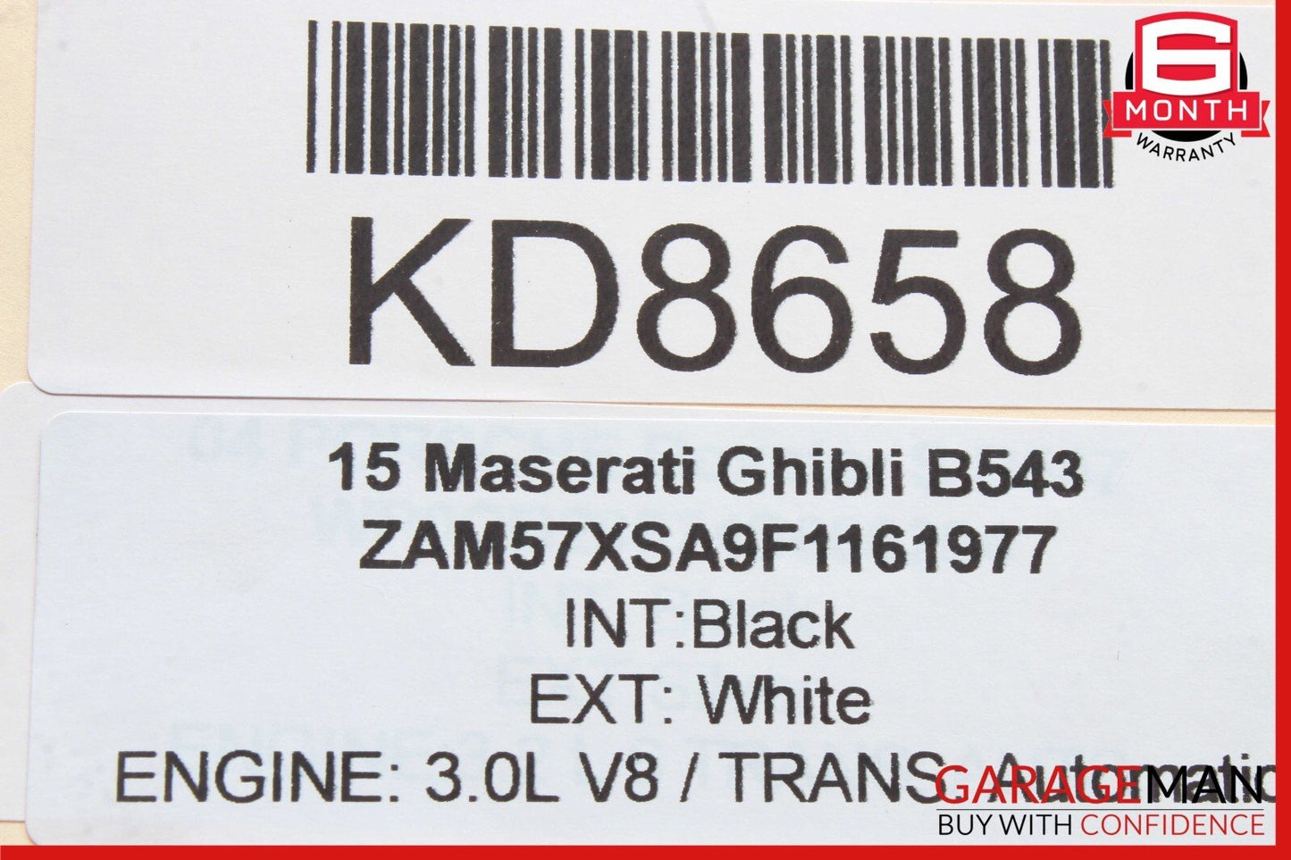 14-17 Maserati Ghibli Interior Top Upper Rear View Mirror Black