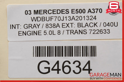03-06 Mercedes W211 E500 E350 Front Right Passenger Side Headlight Lamp Halogen
