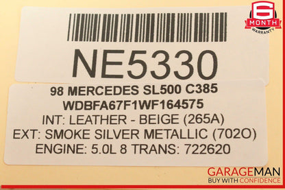 98-02 Mercedes R129 SL500 SL600 Central Door Locking Vacuum Pump 1298001248 OEM