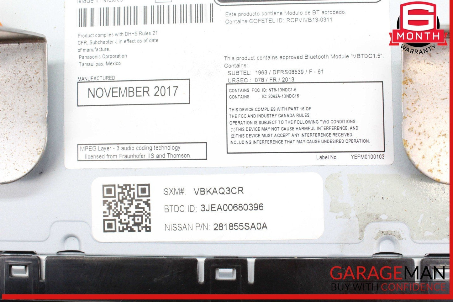 18-22 Nissan Leaf Radio Receiver 5 Display CD Player 281855SA0A OEM