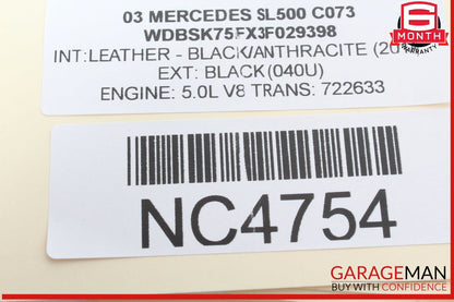 03-06 Mercedes R230 SL500 Steering Column Control Switches Assembly Black OEM