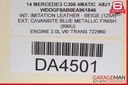 08-14 Mercedes W204 C250 C300 Rear Overhead Dome Light Lamp Beige 2048204901 OEM