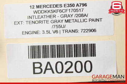 11-13 Mercedes W207 E350 E550 Convertible Softtop Soft Top Roof Glass Assembly
