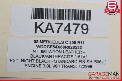 08-16 Mercedes W204 C300 C250 Rear Right Door Window Regulator Motor OEM
