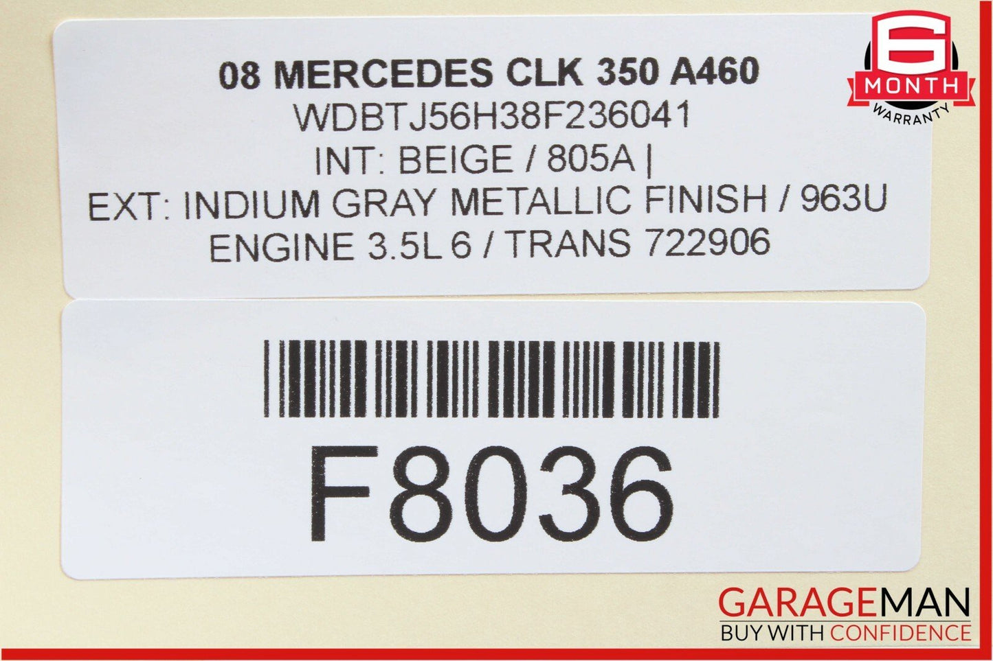 03-09 Mercedes W209 CLK350 Front Right / Left Side Seat Headrest Head Rest Beige
