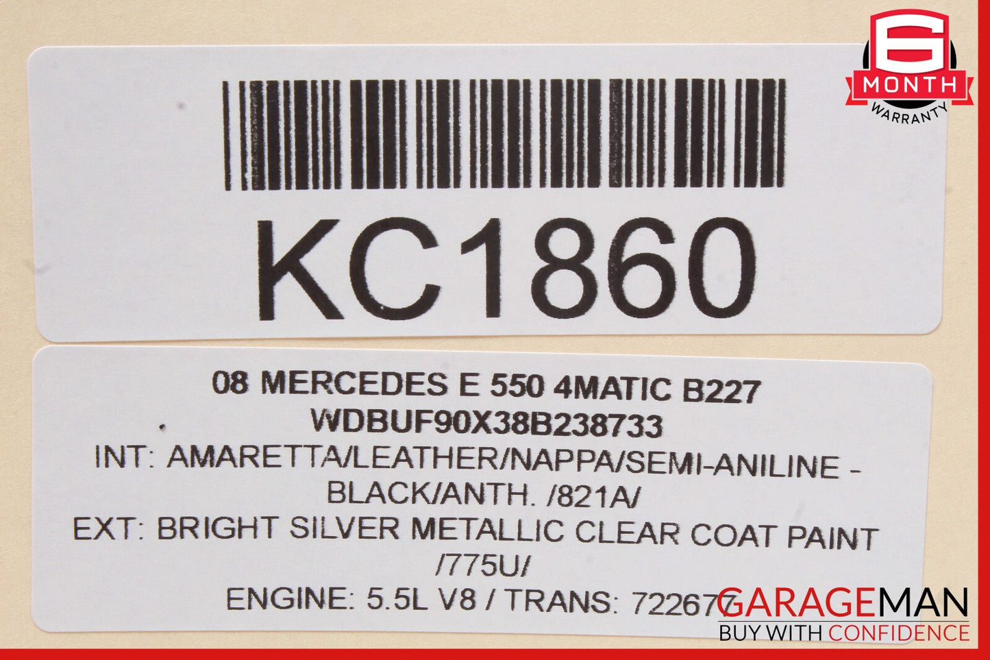 03-09 Mercedes W211 E550 Rear Left Driver Side Window Regulator Motor OEM