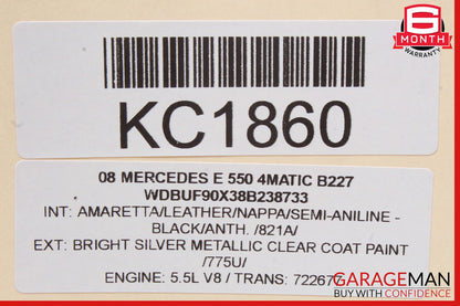 03-09 Mercedes W211 E550 Rear Left Driver Side Window Regulator Motor OEM