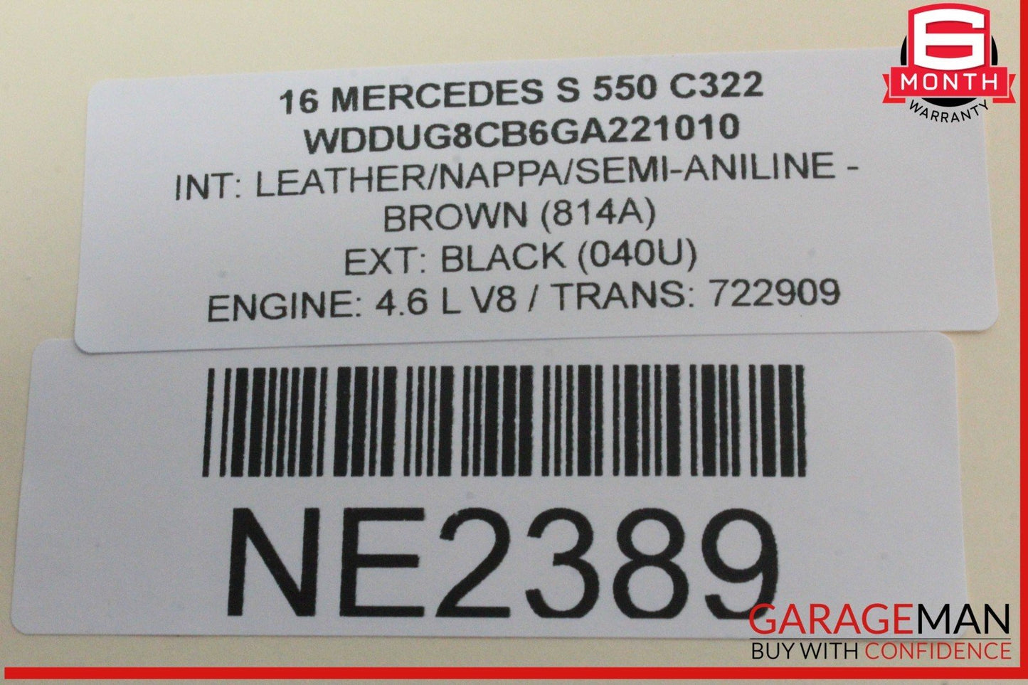 14-17 Mercedes W222 S550 Front Left Driver Side Window Regulator Motor OEM