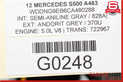 07-13 Mercedes W221 S550 S500 Rear Left Side Door Window Regulator Frame OEM