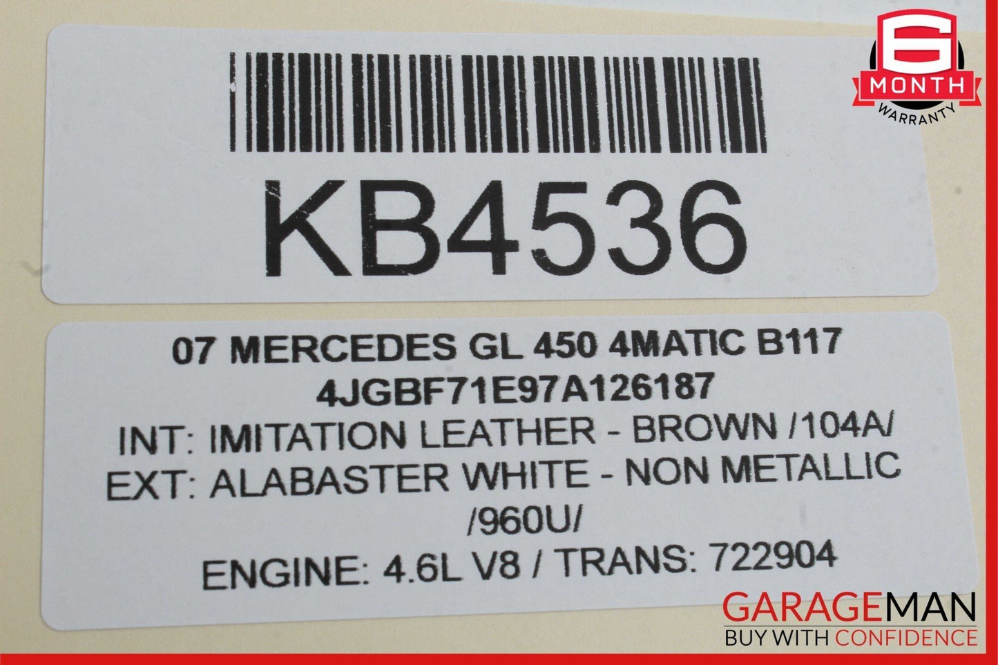 07-08 Mercedes X164 GL450 4MATIC Front Left Side Mirror Door Rear View White OEM