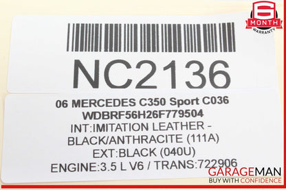 01-09 Mercedes W203 C350 Sport C320 Interior Rear View Mirror Gray OEM
