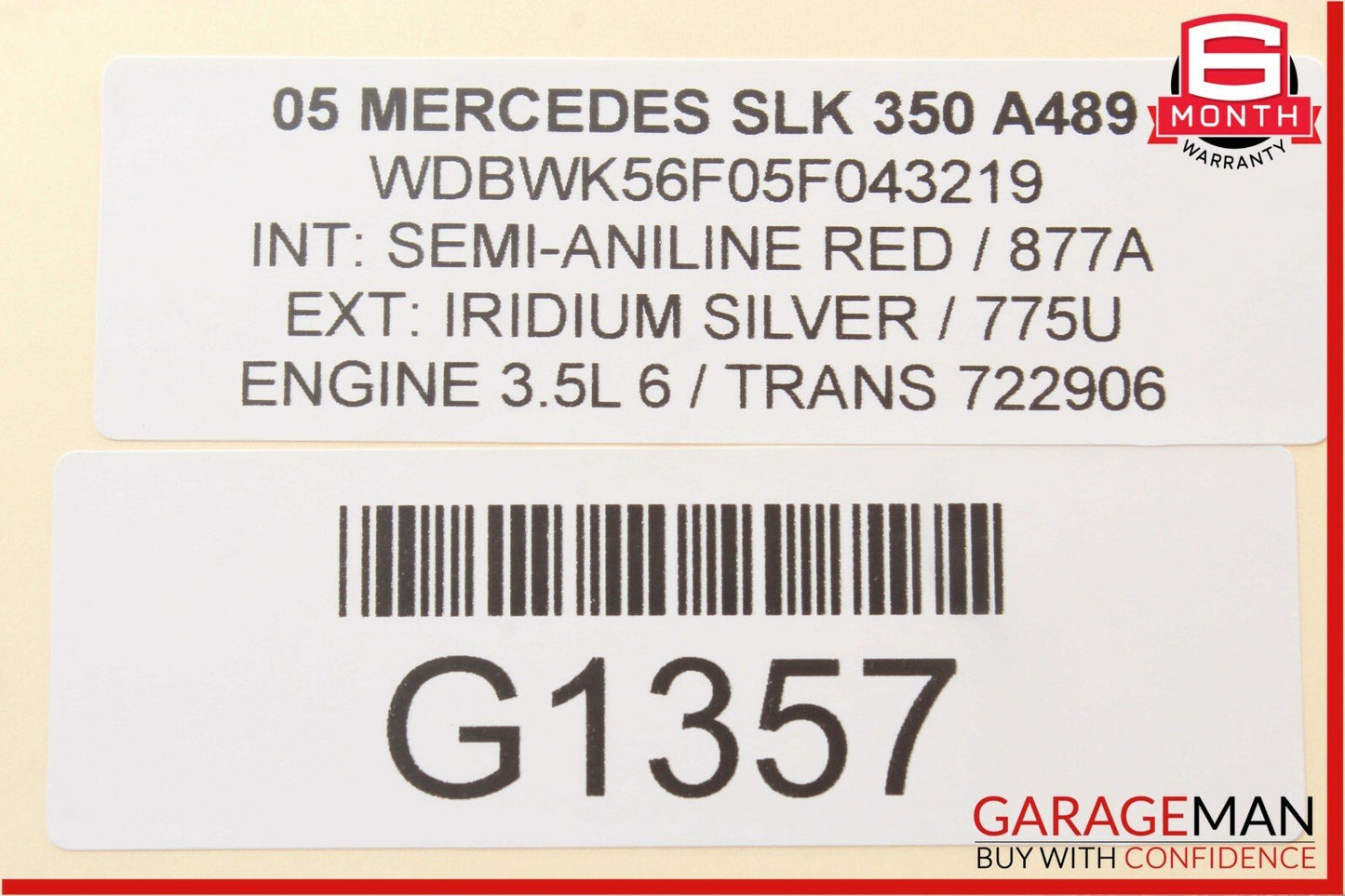 05-11 Mercedes R171 SLK350 Rear Left Seat Headrest Head Support Roll Bar OEM