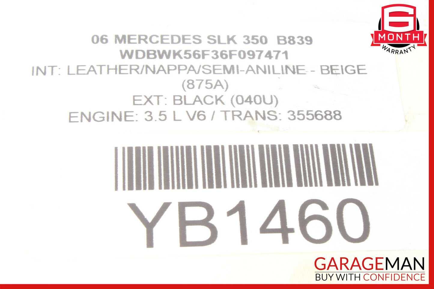 03-11 Mercedes R171 SLK300 ML350 E350 Bosch Engine Starter Motor 0061510501 OEM