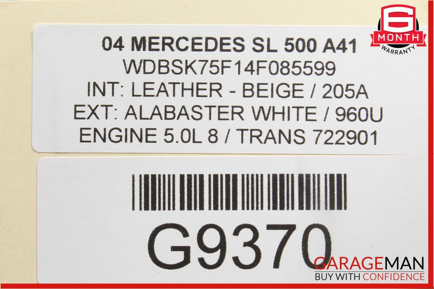 03-08 Mercedes R230 SL500 SL600 Rear Deck Shelf Speaker Trim Cover Panel Beige