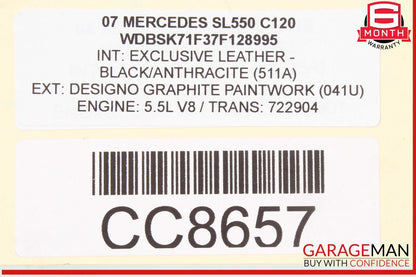 03-08 Mercedes R230 SL550 SL55 AMG Upper Radiator Core Support Headlight Bracket