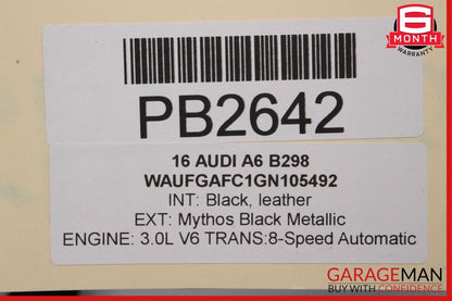 12-18 Audi A6 Rear Left Driver Side Exterior Door Shell Frame Panel Black