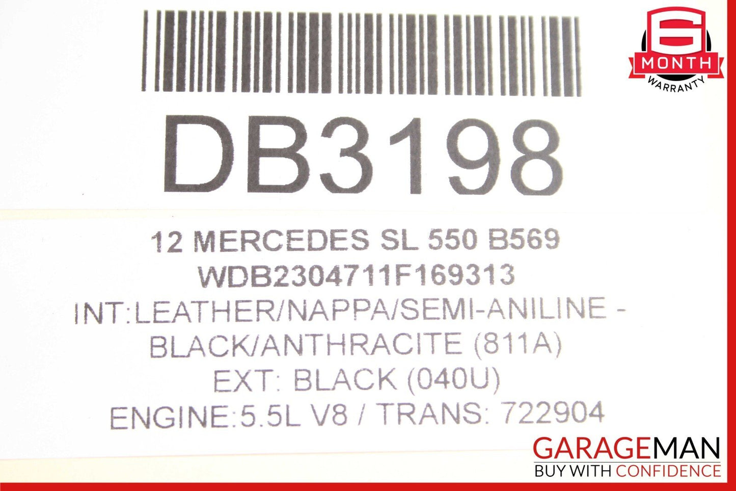 03-12 Mercedes R230 SL550 Front Left Side Exterior Door Shell Frame Panel Black