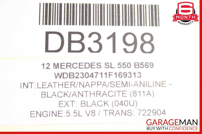 03-12 Mercedes R230 SL550 Front Left Side Exterior Door Shell Frame Panel Black